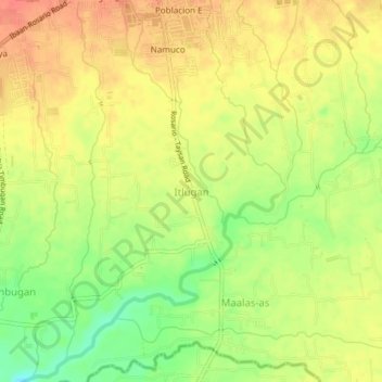 Carte topographique Itlugan, altitude, relief