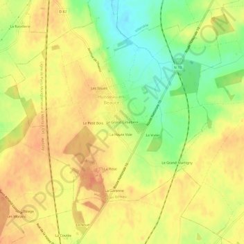 Carte topographique Le Grand Cimetière, altitude, relief