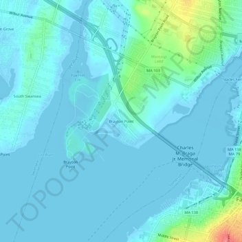 Carte topographique Brayton Point, altitude, relief