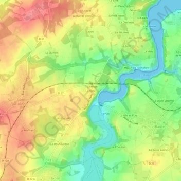 Carte topographique La Hisse, altitude, relief
