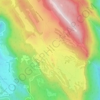 Carte topographique Innimond, altitude, relief