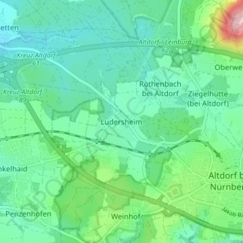 Carte topographique Ludersheim, altitude, relief