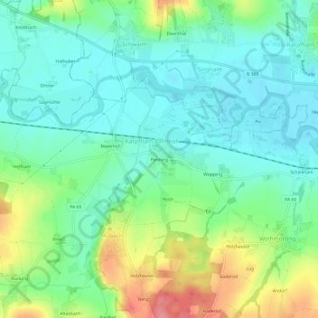 Carte topographique Penning, altitude, relief