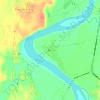 Carte topographique Upi, altitude, relief