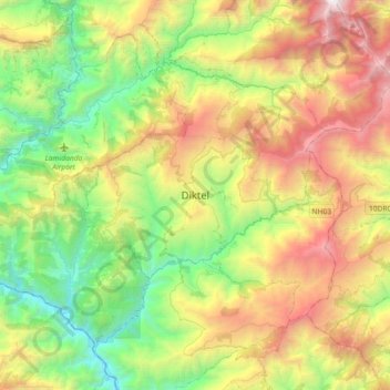 Carte topographique Diktel, altitude, relief