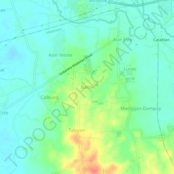 Carte topographique Balite, altitude, relief