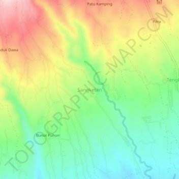 Carte topographique Sangketan, altitude, relief