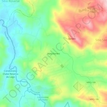 Carte topographique Mato Dentro, altitude, relief