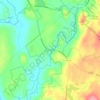 Carte topographique North Rutland, altitude, relief