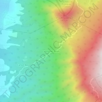 Carte topographique Canton las brisas, altitude, relief