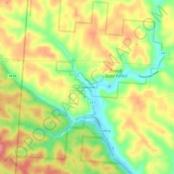 Carte topographique Carbondale, altitude, relief