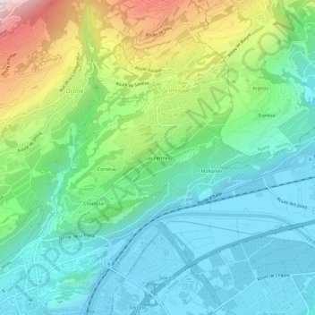 Carte topographique Les Fermes, altitude, relief