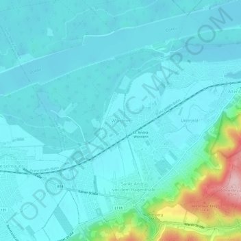 Carte topographique Wördern, altitude, relief