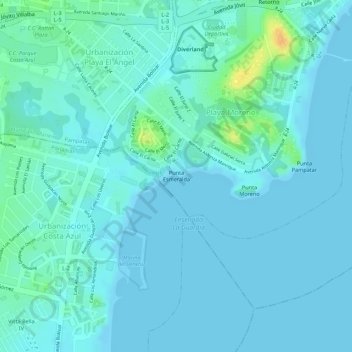 Carte topographique Punta Esmeralda, altitude, relief