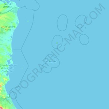 Carte topographique San Andrés y Providencia, altitude, relief