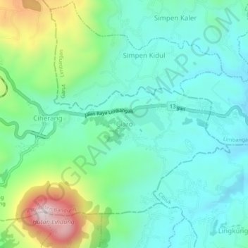 Carte topographique Ciaro, altitude, relief