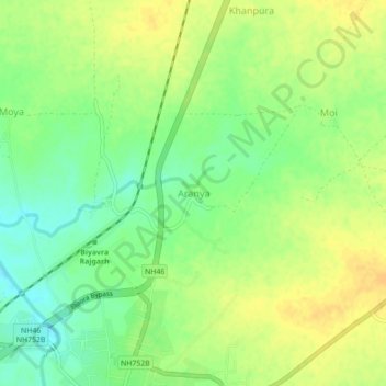 Carte topographique Aranya, altitude, relief