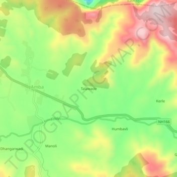 Carte topographique Talawade, altitude, relief