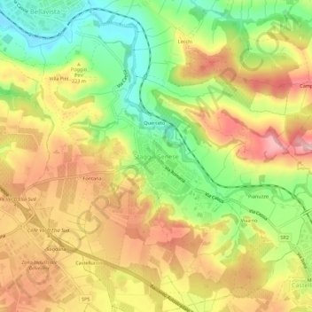 Carte topographique Staggia Senese, altitude, relief