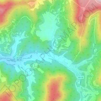 Carte topographique Linwood, altitude, relief
