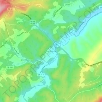 Carte topographique Star Tannery, altitude, relief
