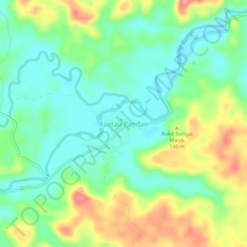 Carte topographique Rantau Pandan, altitude, relief