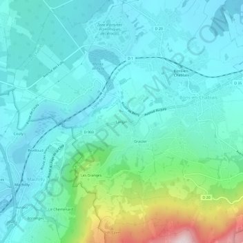Carte topographique Langin, altitude, relief