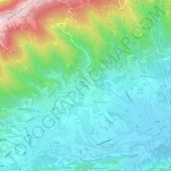 Carte topographique Pieve, altitude, relief