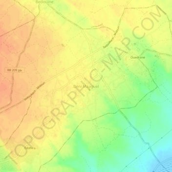 Carte topographique Beni Maaguel, altitude, relief