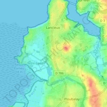 Carte topographique La Ville Salmon, altitude, relief