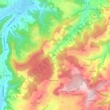 Carte topographique Tannen, altitude, relief