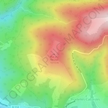 Carte topographique Roc du Nouret, altitude, relief