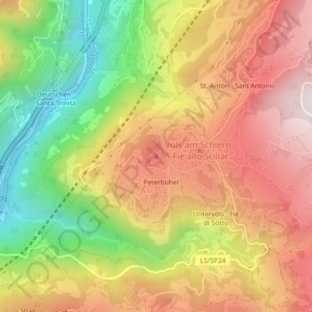 Carte topographique Colle San Pietro, altitude, relief