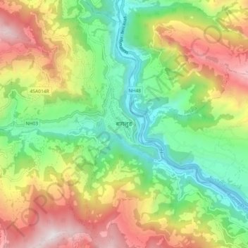 Carte topographique Baglung, altitude, relief
