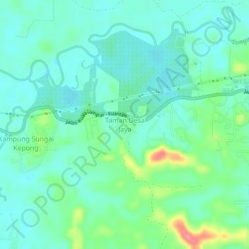 Carte topographique Taman Desa Jaya, altitude, relief