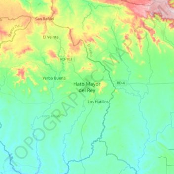 Carte topographique Hato Mayor del Rey, altitude, relief