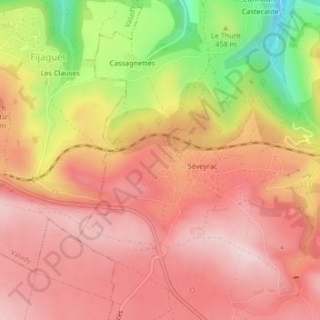 Carte topographique La Carnicousie, altitude, relief