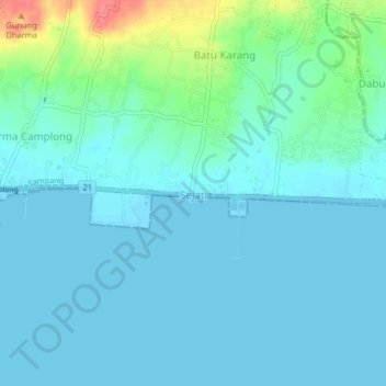Carte topographique Sejati, altitude, relief