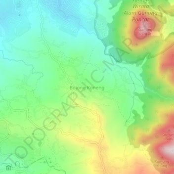 Carte topographique Bojong Koneng, altitude, relief