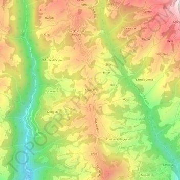 Carte topographique Specula, altitude, relief