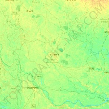 Carte topographique Sherpur, altitude, relief