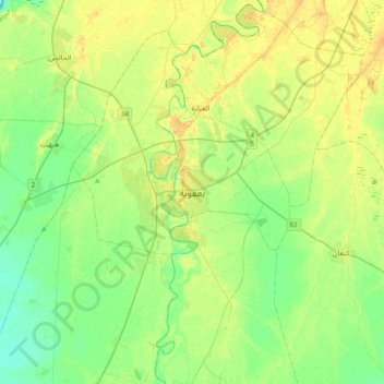 Carte topographique Baqubah, altitude, relief