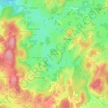 Carte topographique Chez Chabot, altitude, relief