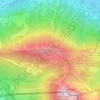 Carte topographique Breitenberg, altitude, relief