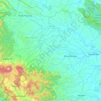 Carte topographique Bathin II Pelayang, altitude, relief