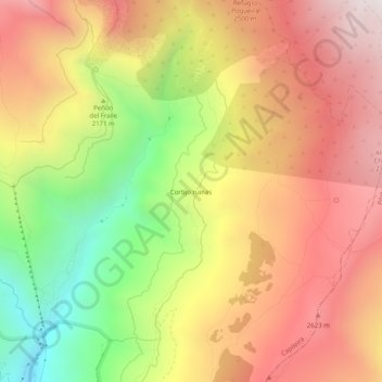 Carte topographique Cortijo ruinas, altitude, relief