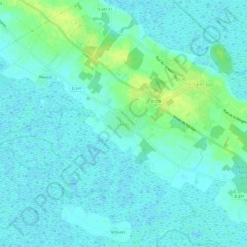 Carte topographique Luzac, altitude, relief