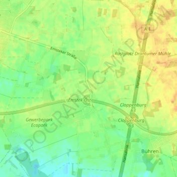 Carte topographique Drantum, altitude, relief