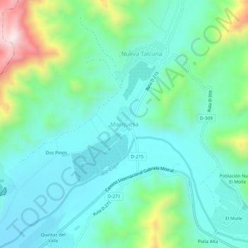 Carte topographique Marquesa, altitude, relief