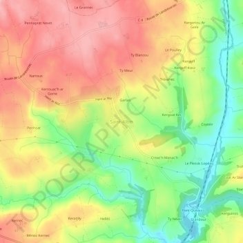 Carte topographique Saint-Albin, altitude, relief